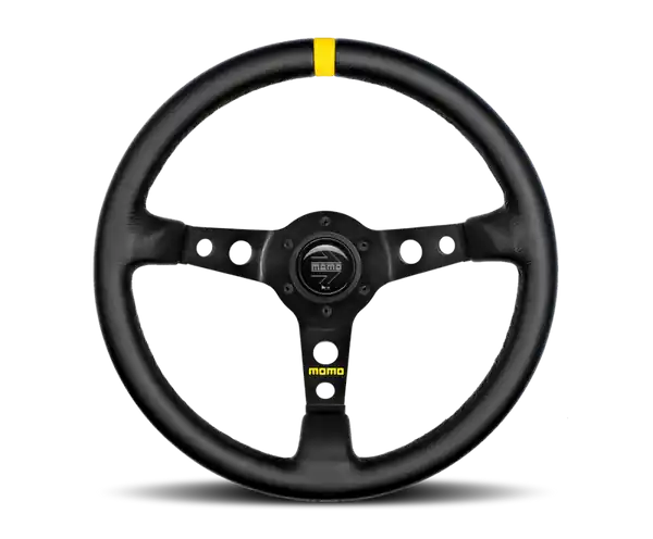 Momo MOD07 Steering Wheel 350 mm - Black Leather/Black Spokes/1 Stripe