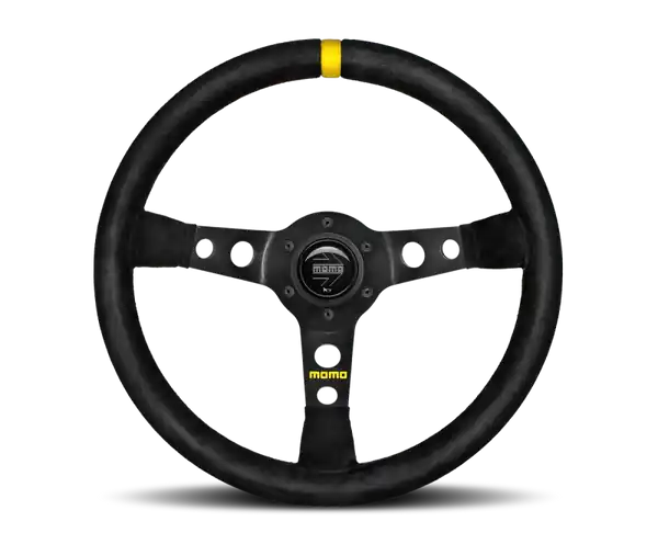 Momo MOD07 Steering Wheel 350 mm - Black Suede/Black Spokes/1 Stripe