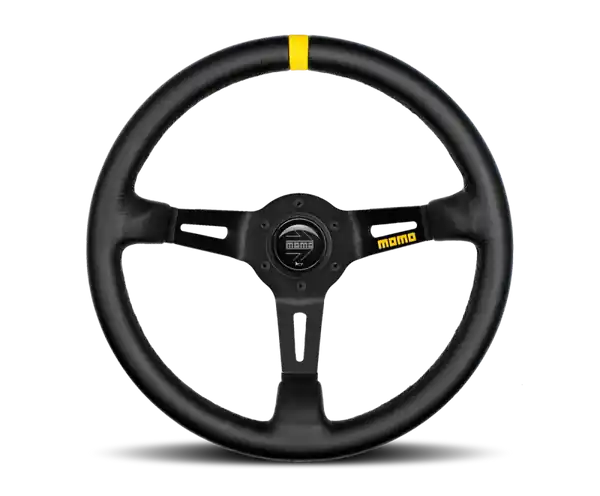 Momo MOD08 Steering Wheel 350 mm - Black Leather/Black Spokes/1 Stripe