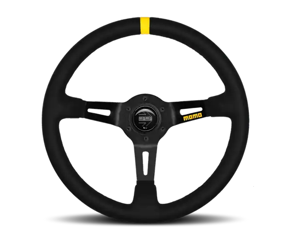 Momo MOD08 Steering Wheel 350 mm - Black Suede/Black Spokes/1 Stripe