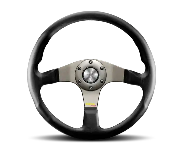 Momo Tuner Steering Wheel 350 mm - Black Leather/Red Stitch/Black Spokes