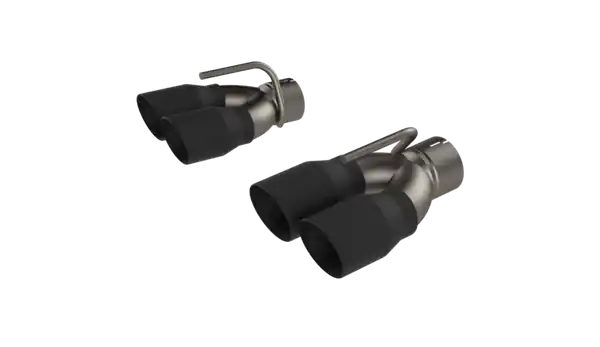 QTP 15-18 Dodge Challenger 6.2L/6.4L 304SS Screamer Exhaust 3in Quad Tip Adapter w/Black Tips