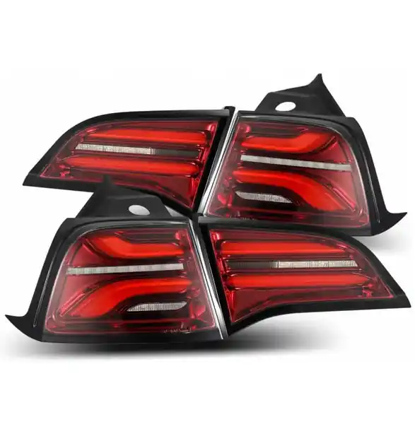 AlphaRex 20-22 Tesla Model Y PRO-Series LED Tail Lights Red Smoke w/Seq Sig