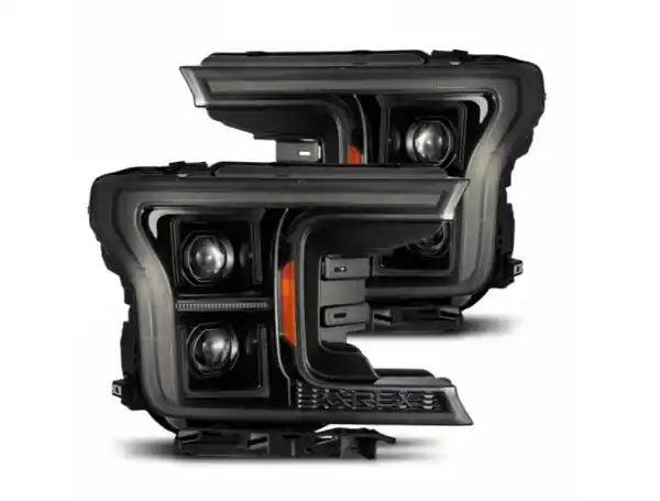 AlphaRex 18-20 Ford F-150 (Req. Conv F150 w/LED) LUXX LED Proj HL Alpha-Blk w/Actv Lt Seq Sig SB DRL