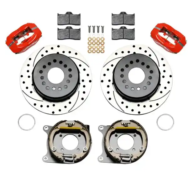 Wilwood Forged Dynalite P/S Park Brake Kit Drilled Red 12 Bolt 2.75in offset Staggered Shock