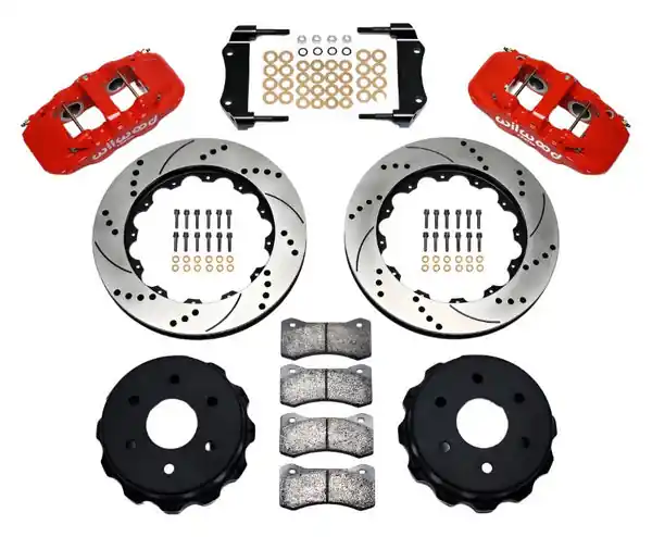 Wilwood AERO4 RearTruck Kit 14.25in Drill Red 1999-2010 GM 1500-SUV 1 Piston OE Caliper