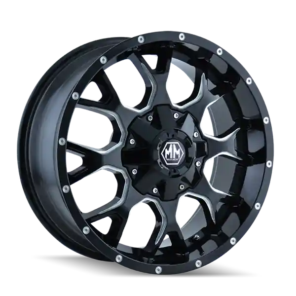 Mayhem 8015 Warrior 20x9 / 6x135 BP / 0mm Offset / 106mm Hub Black w/ Milled Spokes Wheel