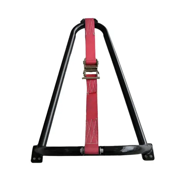 N-Fab Bed Mounted Tire Carrier Universal - Gloss Black - Red Strap