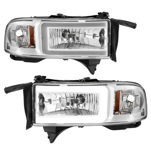 ANZO 94-02 Dodge RAM Crystal Headlight - w/ Light Bar Chrome Housing