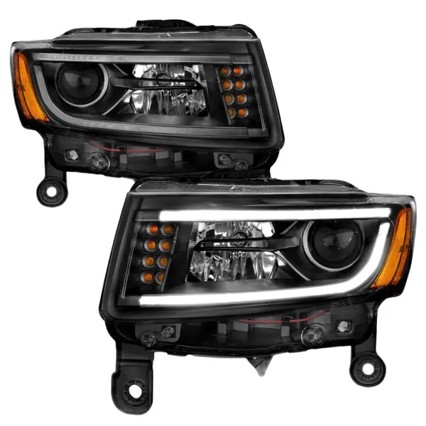 ANZO 2014-2016 Jeep Grand Cherokee Projector Headlights w/ Plank Style Design Black