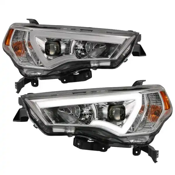 ANZO 14-23 Toyota 4 Runner Plank Style Projector Headlights Chrome w/ Amber