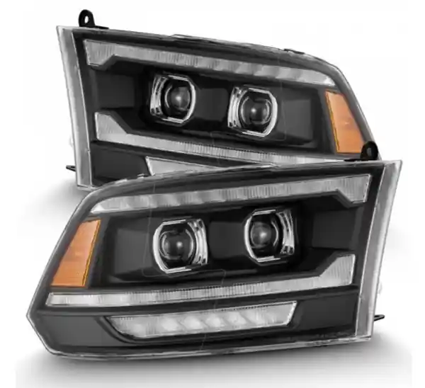 AlphaRex 09-18 Ram 1500/2500 PRO-Series Proj Headlights Black w/Sequential Signal and Top/Middle DRL