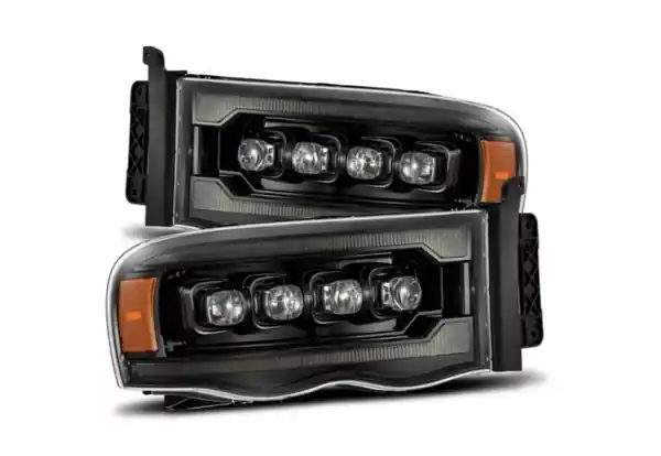 AlphaRex 02-05 Dodge Ram 1500 NOVA LED Proj Headlights Alpha Black w/Activ Light/Seq Signal
