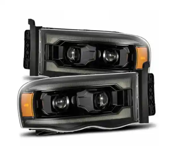 AlphaRex 02-05 Dodge Ram 1500 LUXX LED Proj Headlights Alpha Black w/Activ Light/Seq Signal