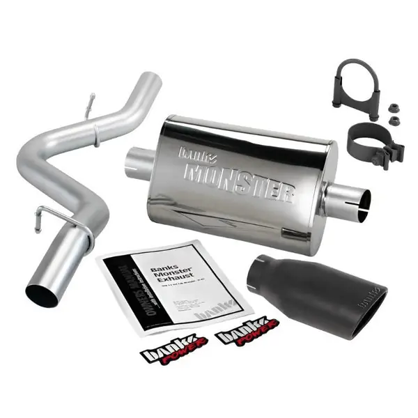 Banks Power 97-99 Jeep 2.5/4.0L Wrangler Slip Fit Cat Monster Exh Sys - SS Single Exh w/ Blk Tip