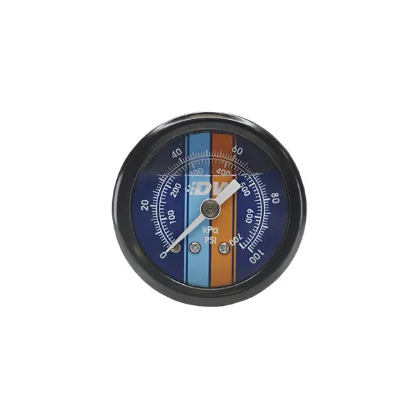 DeatschWerks 0-100 PSI 1/8in NPT Mechanical Fuel Pressure Gauge 1.5in Diam. Black Housing Blue Face