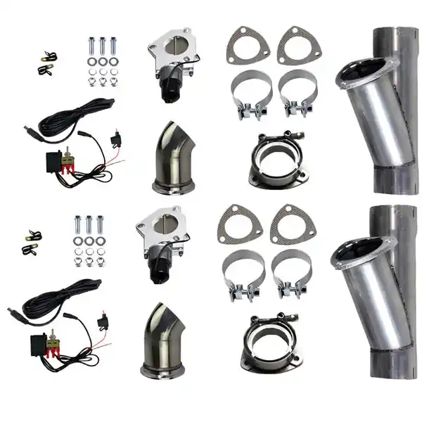 Granatelli 3.0in Alum Mild Steel Electronic Dual Slip Fit Exhaust Cutout w/Band Clamps
