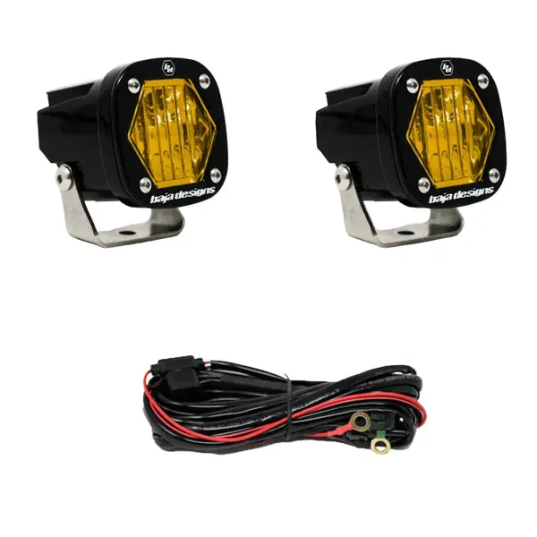 Baja Designs S1 Amber Wide Cornering LED Light w/ Mounting Bracket Pair