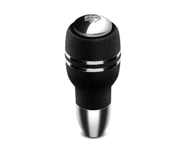 Momo Automatico Shift Knob - Black Leather, Chrome Insert