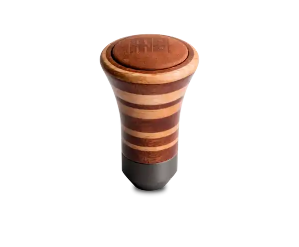 Momo Trofeo Heritage Shift Knob - Tall Wood, Layered Mahogany and Beechwood, Leather Insert Top