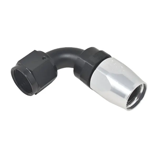 Russell Performance -8 AN Black/Silver 90 Degree Full Flow Hose End