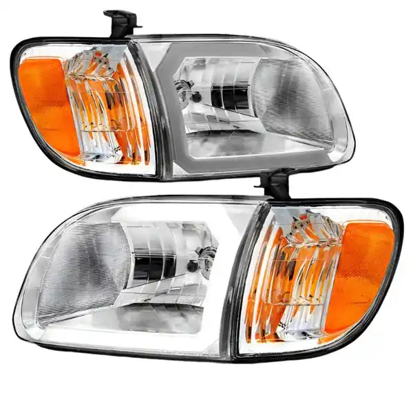 ANZO 00-04 Toyota Tundra (Reg/Acc Cab Only) Crystal Headlights w/Lgt Bar Chrome w/Corner Lights 2pc