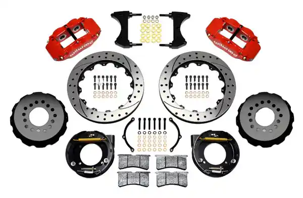 Wilwood Narrow Superlite 4R Rear P-Brk Kit 12.88in Drilled Red Chevy C-10 2.42 Offset 5-lug