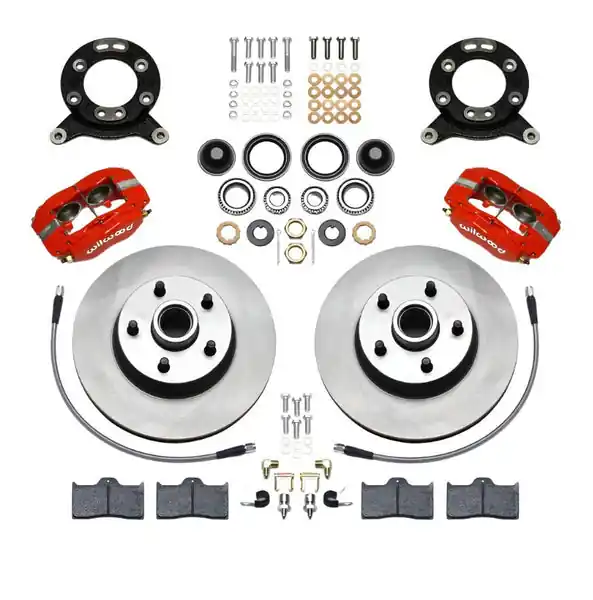 Wilwood Forged Dynalite-M Front Kit 11.30in 1 PC Rotor&Hub Red 1965-1969 Mustang Disc & Drum Spindle