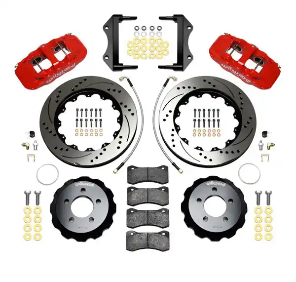 Wilwood AERO6 Front Hat Kit 14.25 Drilled Red 2014-Up Challenger w/Lines