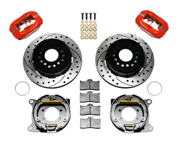 Wilwood Forged Dynalite P/S Park Brake Kit Drilled Red Ford 8.8 w/2.5in Offset-5 Lug