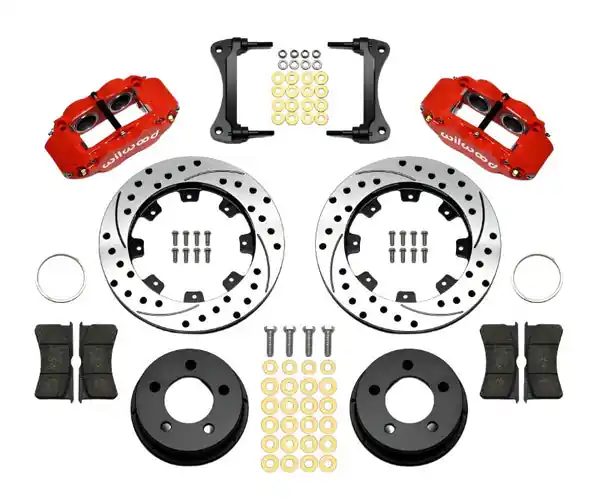 Wilwood Narrow Superlite 4R Front Kit 12.19in Drilled Red 87-89 Jeep YJ